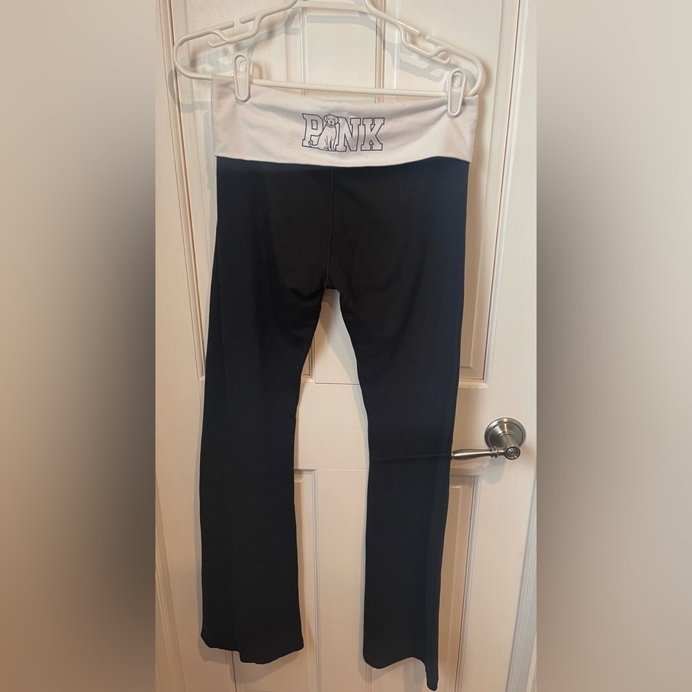 PINK Victoria's Secret Black and White Fold Over Leggings M
